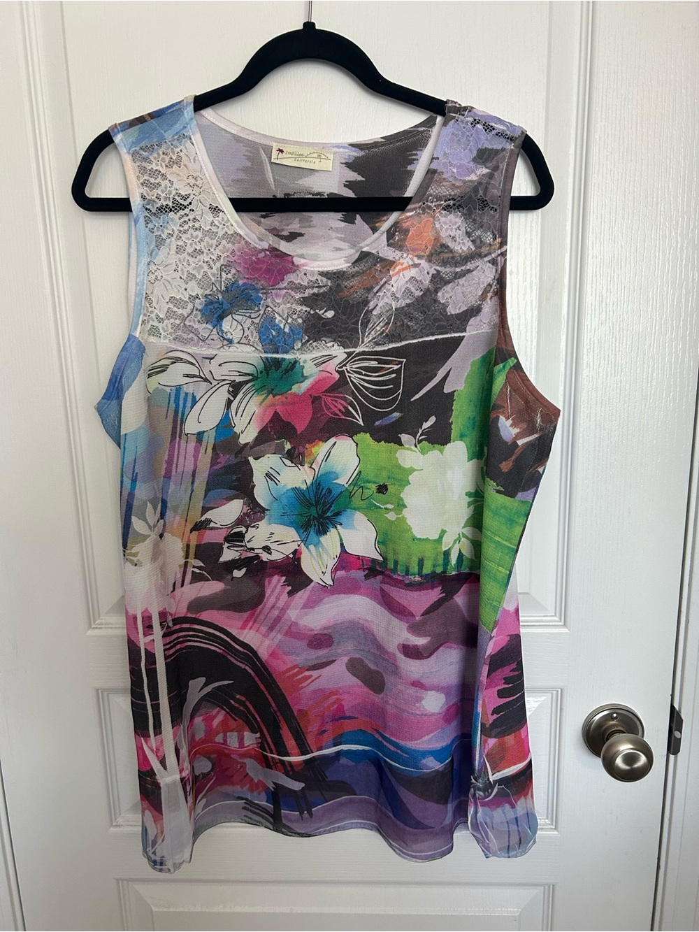 Impulse California Floral Multicolor Mesh Tank Top -